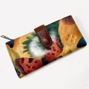 Patricia Nash Nazari Bifold Snap Closure Leather Wallet Watercolor Butterfly